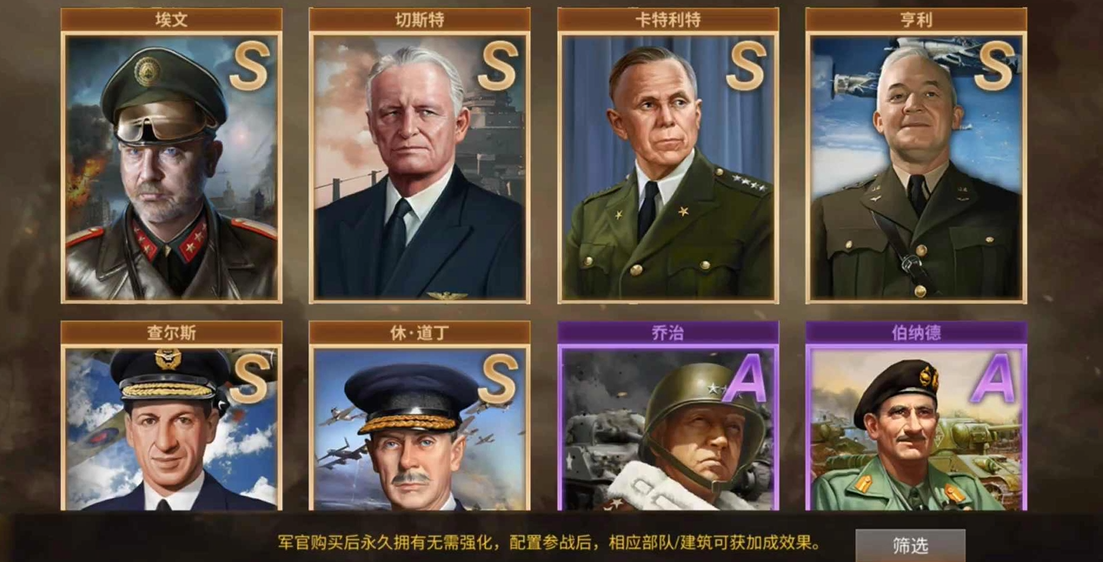 二战风云2升级科技用什么军官