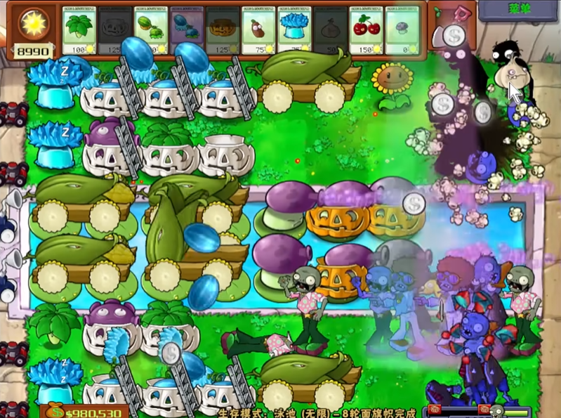 植物大战僵尸无尽模式怎么搭梯子