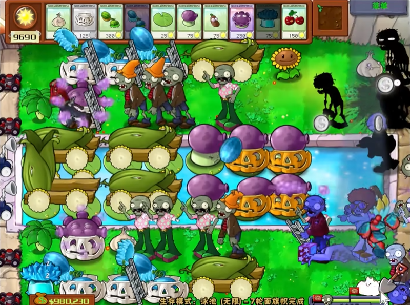 植物大战僵尸无尽模式怎么搭梯子